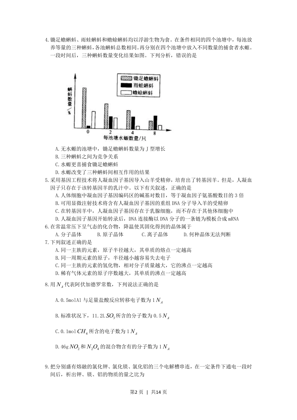 2006年新疆高考理综真题及答案.pdf_第2页