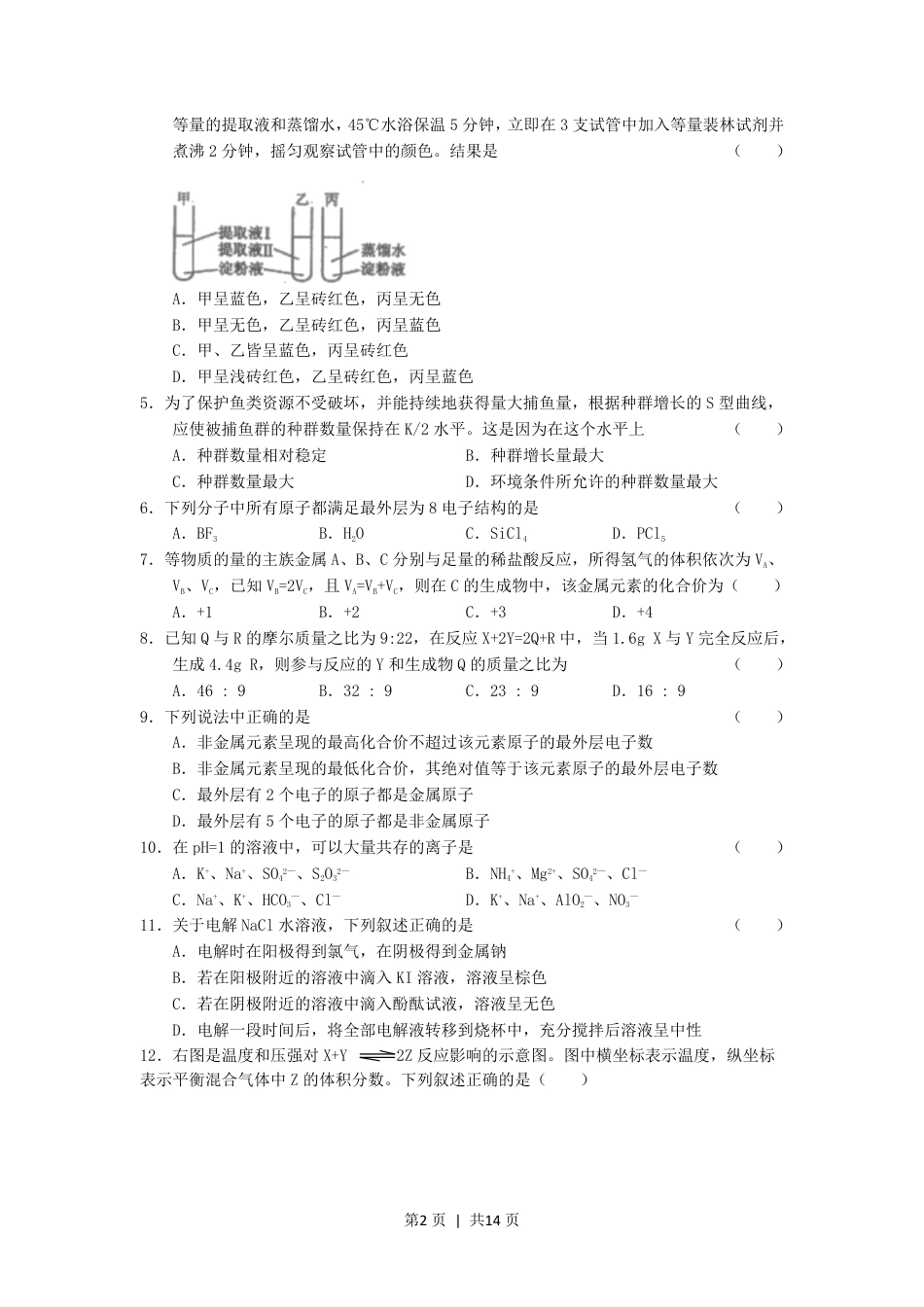 2005年浙江高考理科综合真题及答案.pdf_第2页