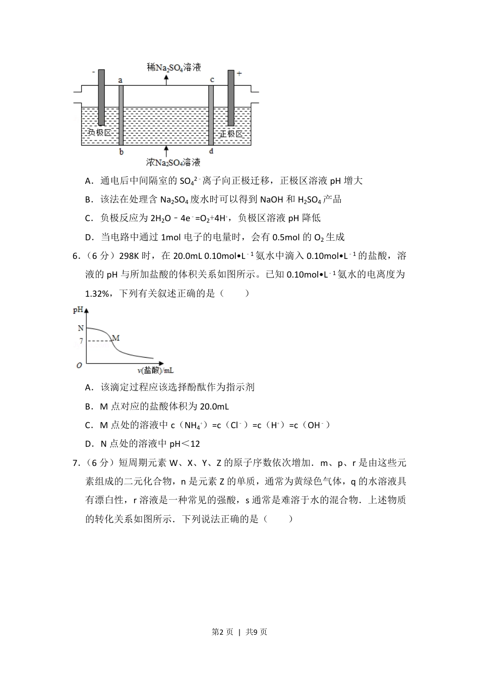 2016年高考化学试卷（新课标Ⅰ）（空白卷）.pdf_第2页