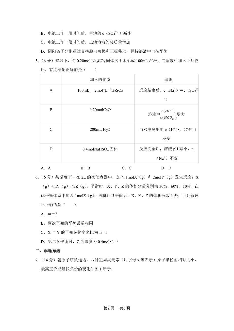 2015年高考化学试卷（天津）（空白卷）.pdf_第2页