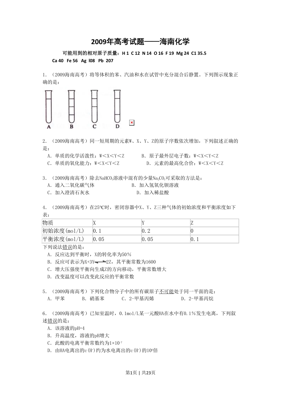 2009年高考化学试卷（海南）（解析卷）.pdf_第1页