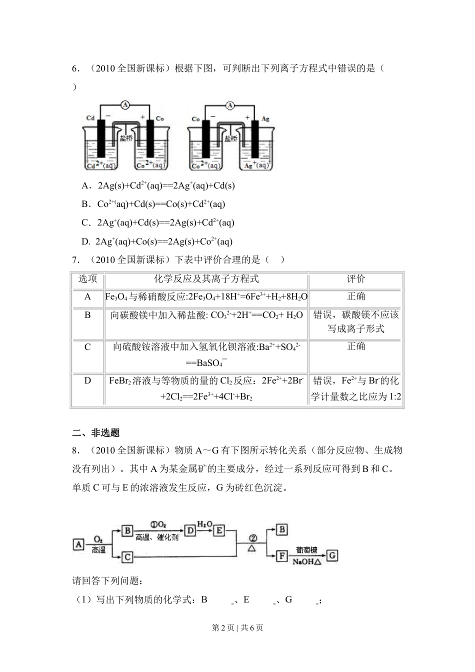 2010年高考化学试卷（新课标）（空白卷）.doc_第2页