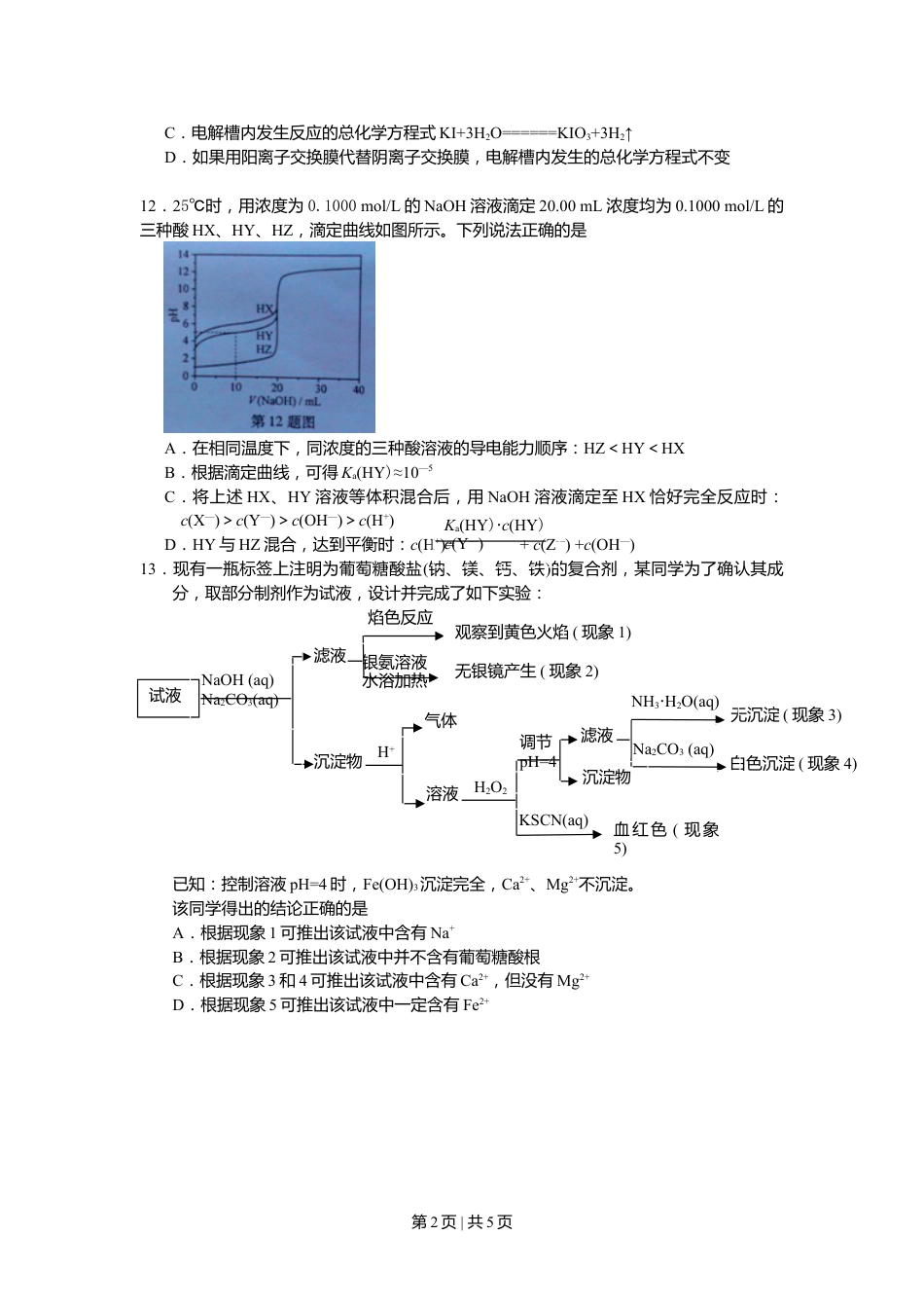 2013年高考化学试卷（浙江）（空白卷）.doc_第2页