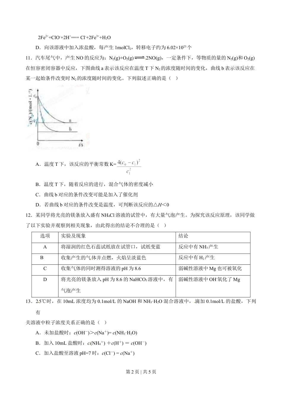 2015年高考化学试卷（安徽）（空白卷）.doc_第2页