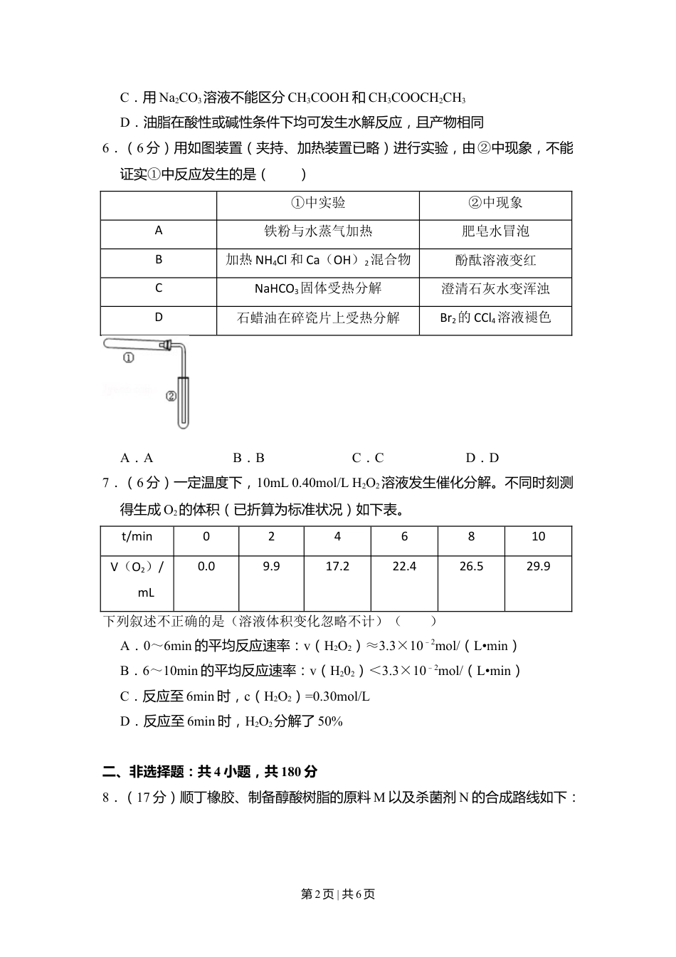 2014年高考化学试卷（北京）（空白卷）.doc_第2页