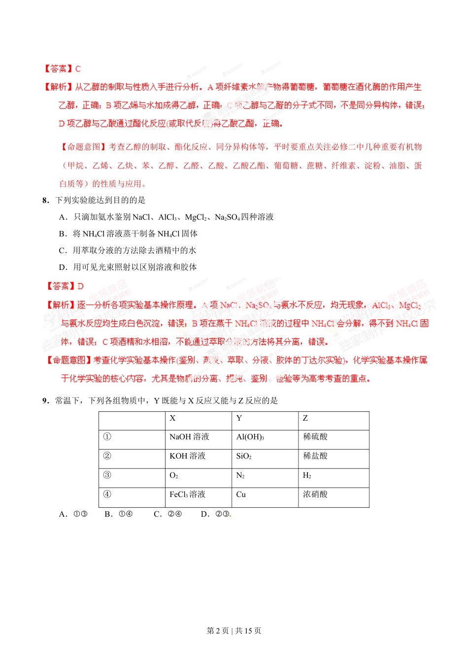 2014年高考化学试卷（福建）（解析卷）.doc_第2页