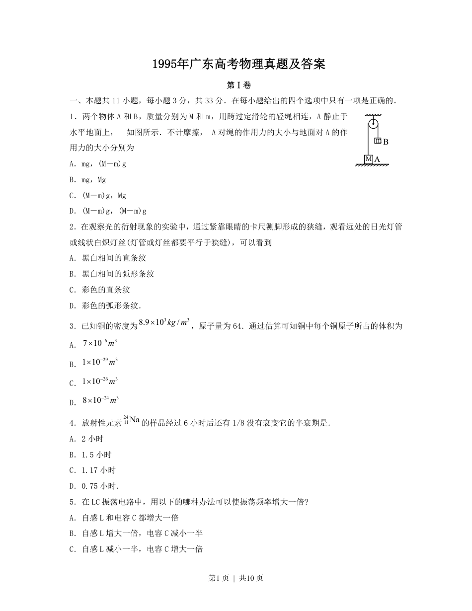 1995年广东高考物理真题及答案.pdf_第1页