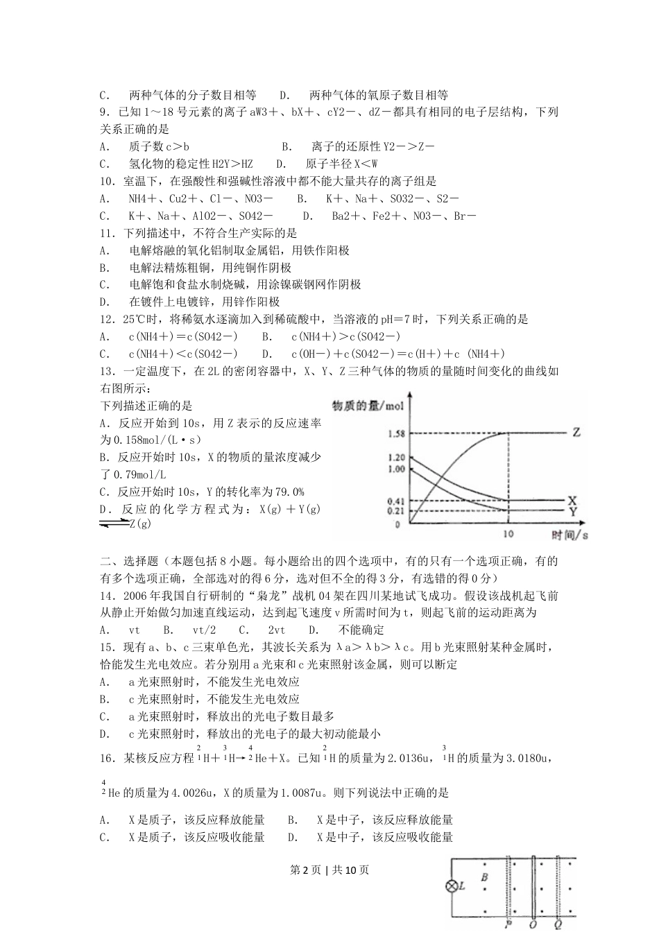 2006年四川高考理综真题及答案.doc_第2页