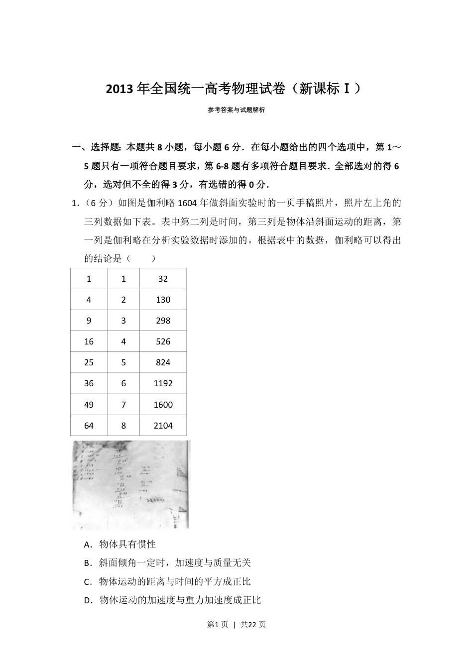 2013年高考物理试卷（新课标Ⅰ）（解析卷）.pdf_第1页