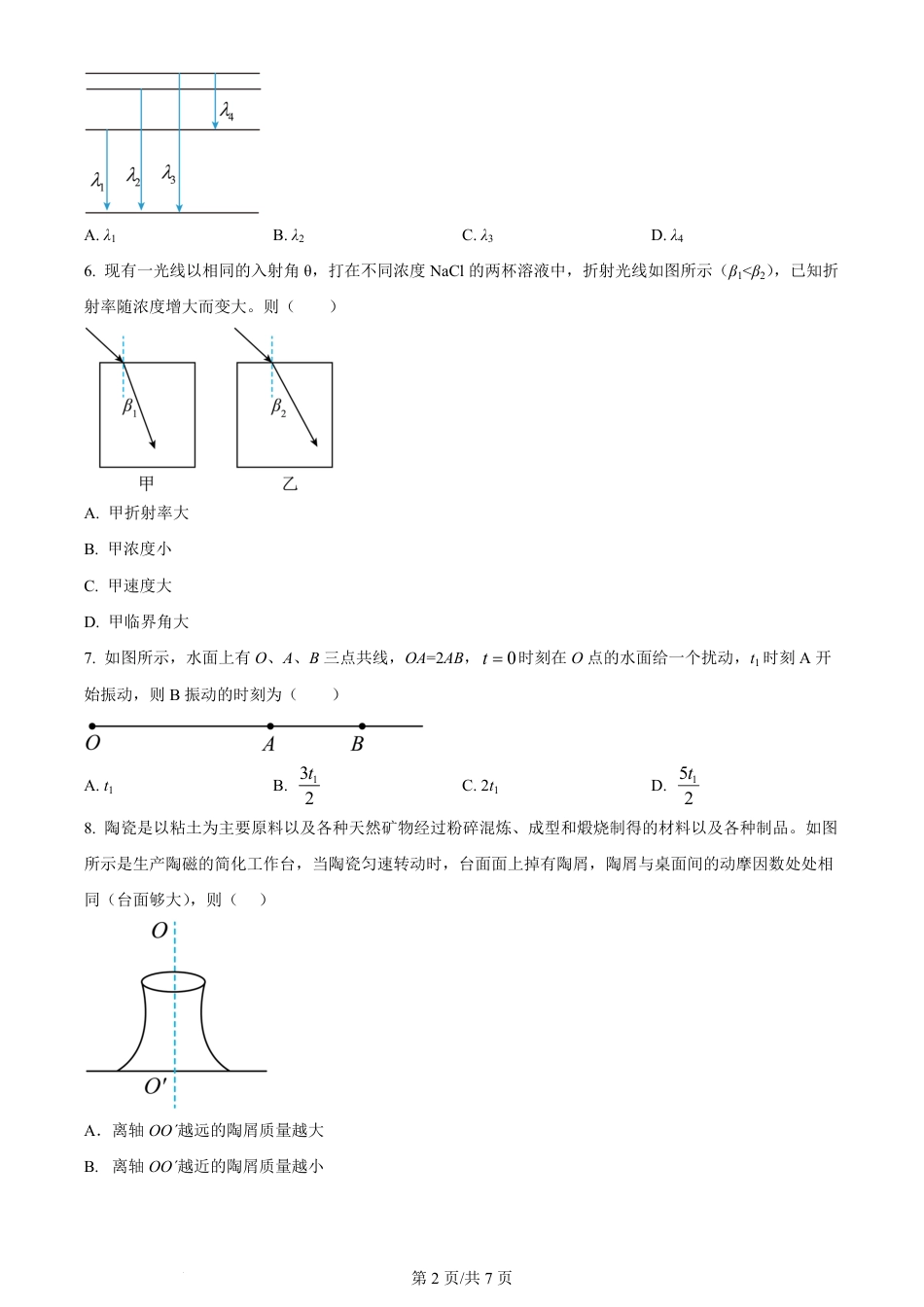 2024年高考物理试卷（江苏）（空白卷）.pdf_第2页