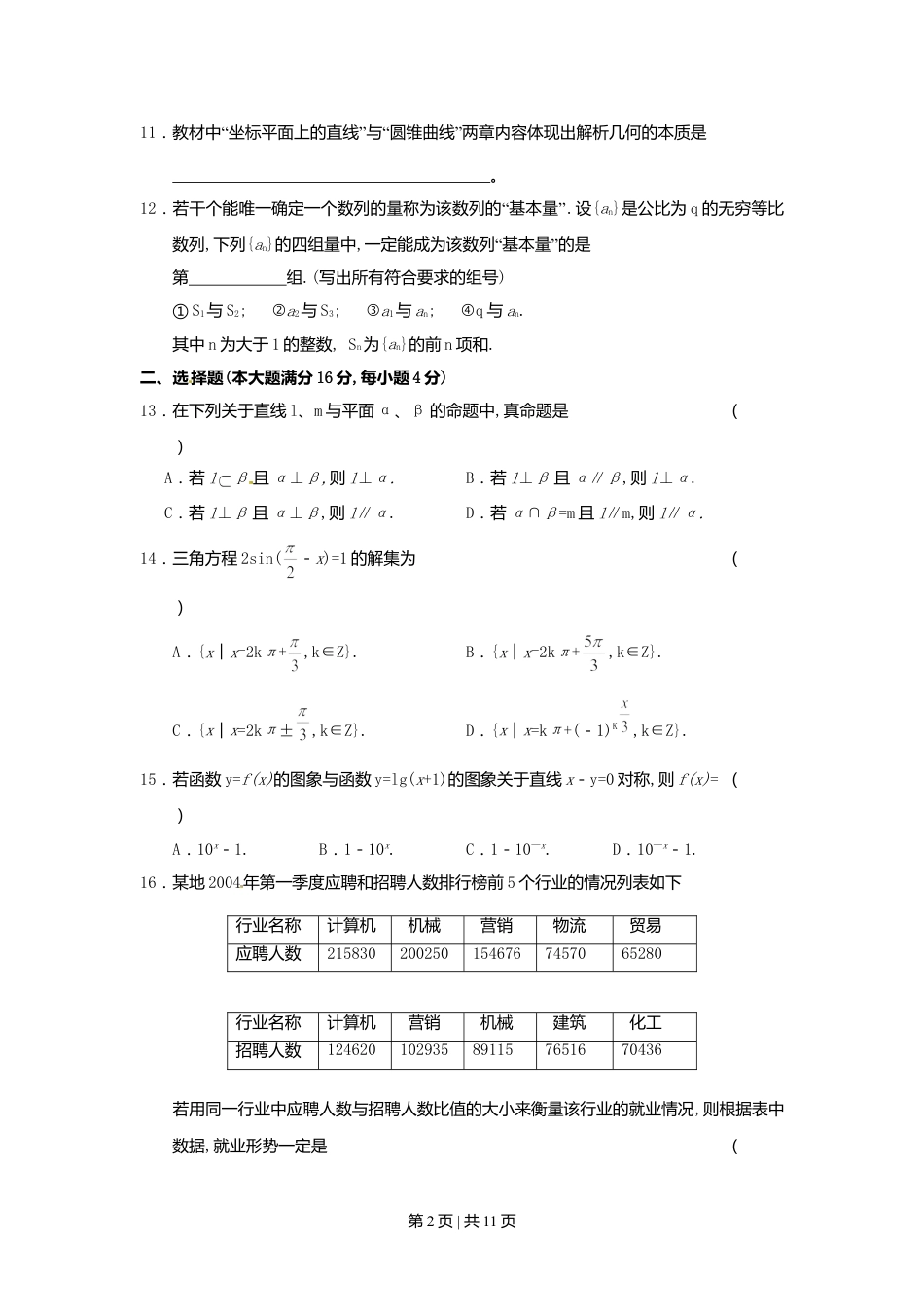 2004年上海高考数学试卷（文）（自主命题）（解析卷）.doc_第2页