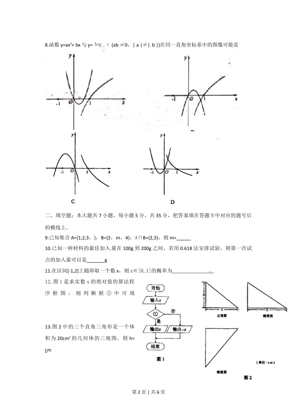 2010年高考数学试卷（文）（湖南）（空白卷）.doc_第2页