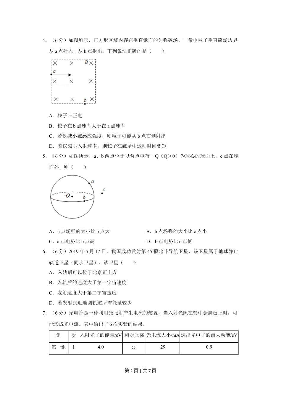 2019年高考物理试卷（北京）（空白卷）.doc_第2页