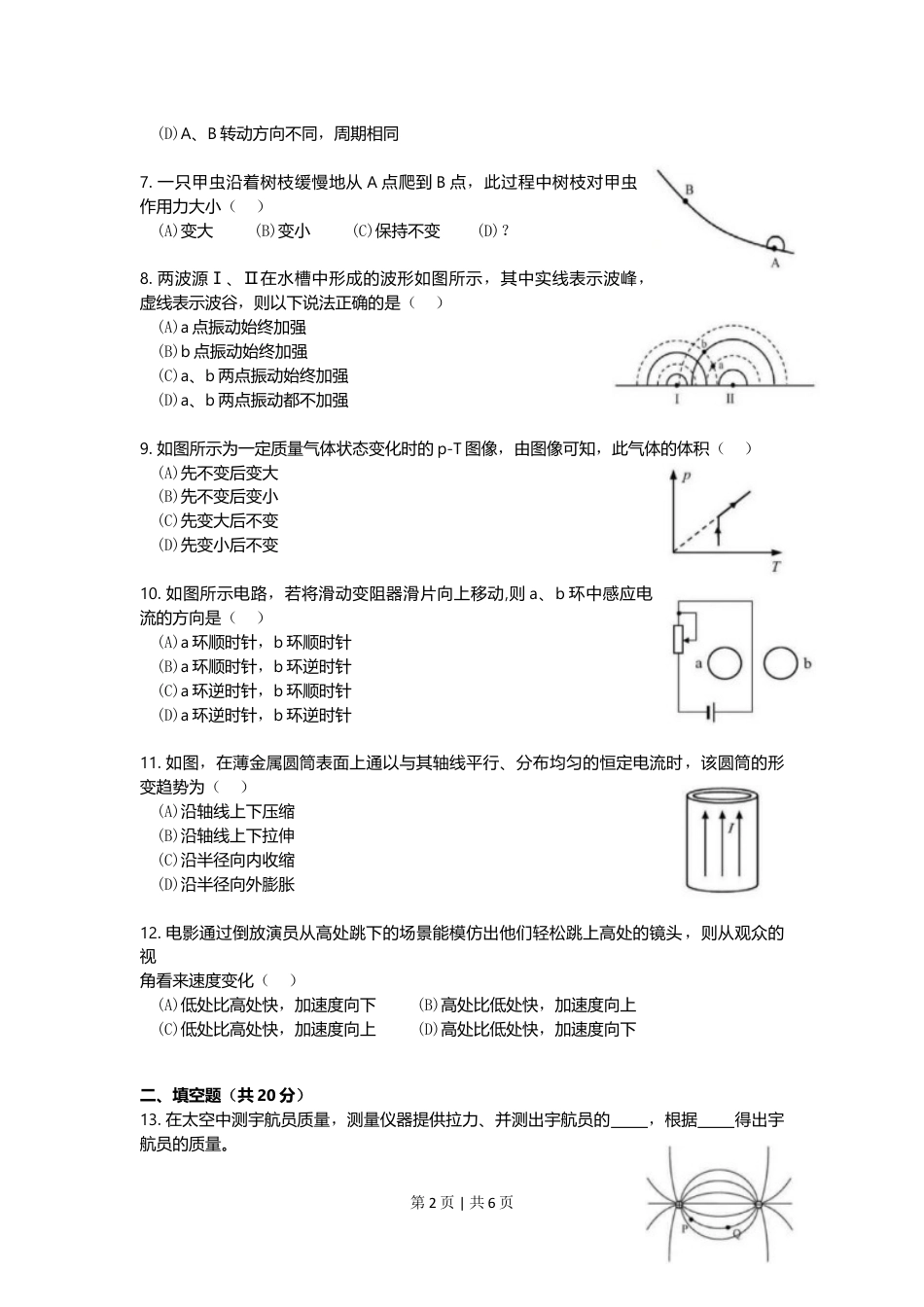 2019年高考物理试卷（上海）（空白卷）.doc_第2页