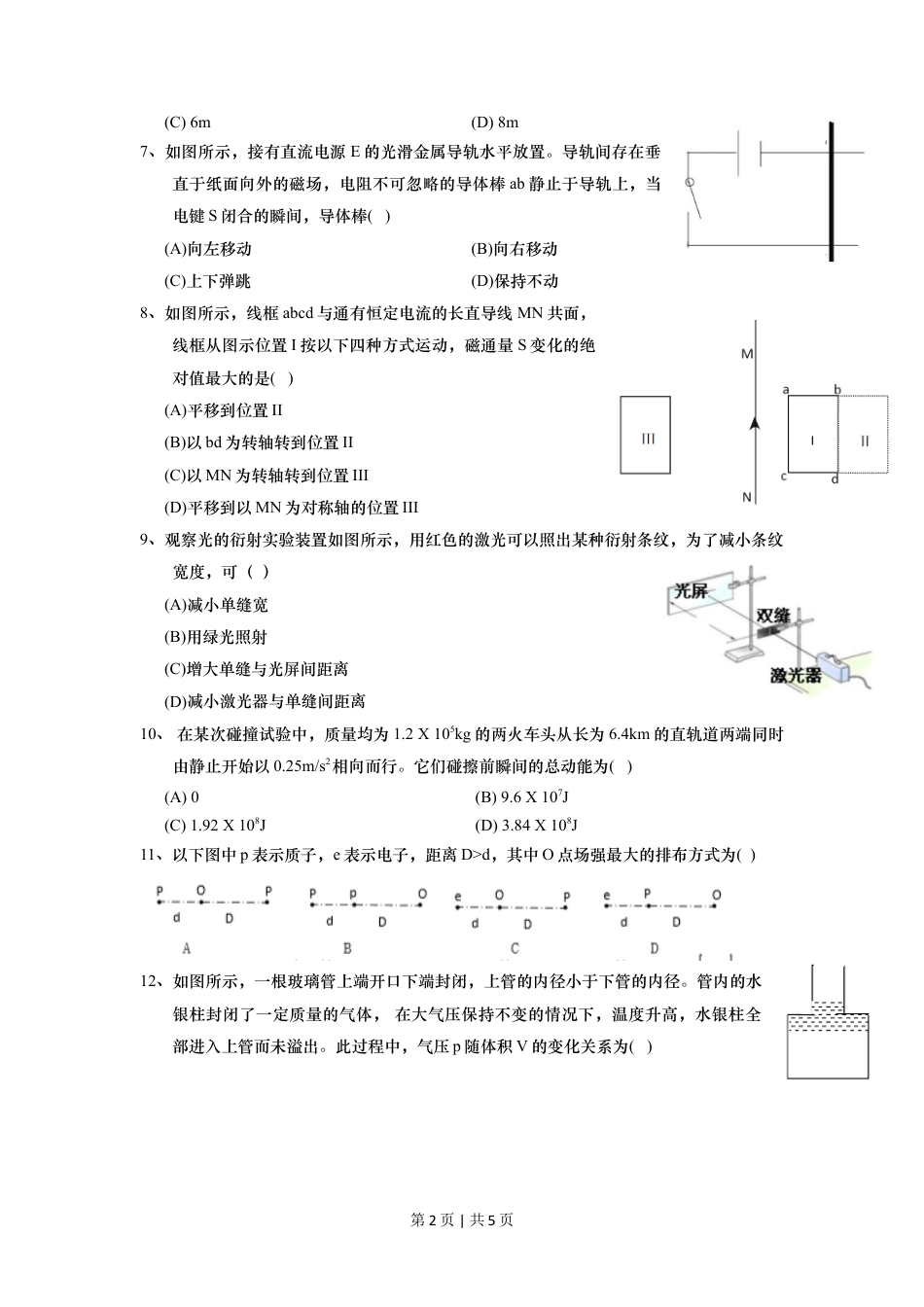 2020年高考物理试卷（上海）（空白卷）.doc_第2页