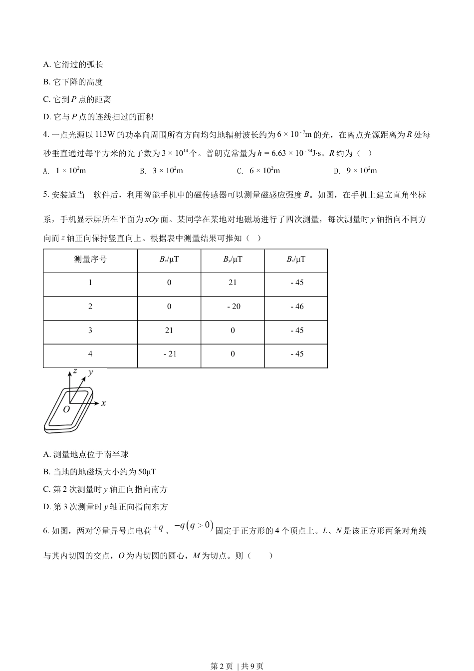 2022年高考物理试卷（全国乙卷）（空白卷）.docx_第2页