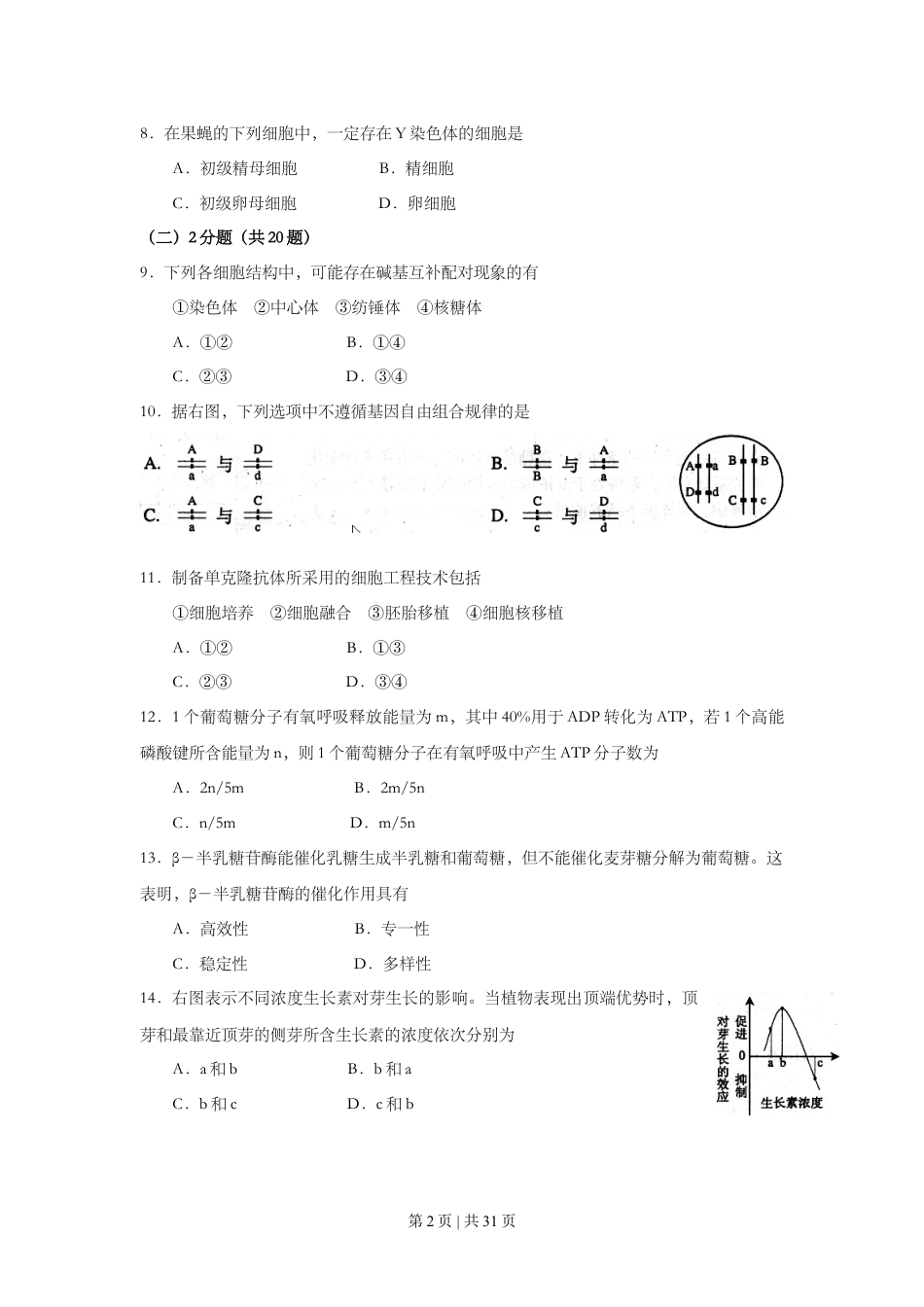 2008年高考生物试卷（上海）（解析卷）.doc_第2页