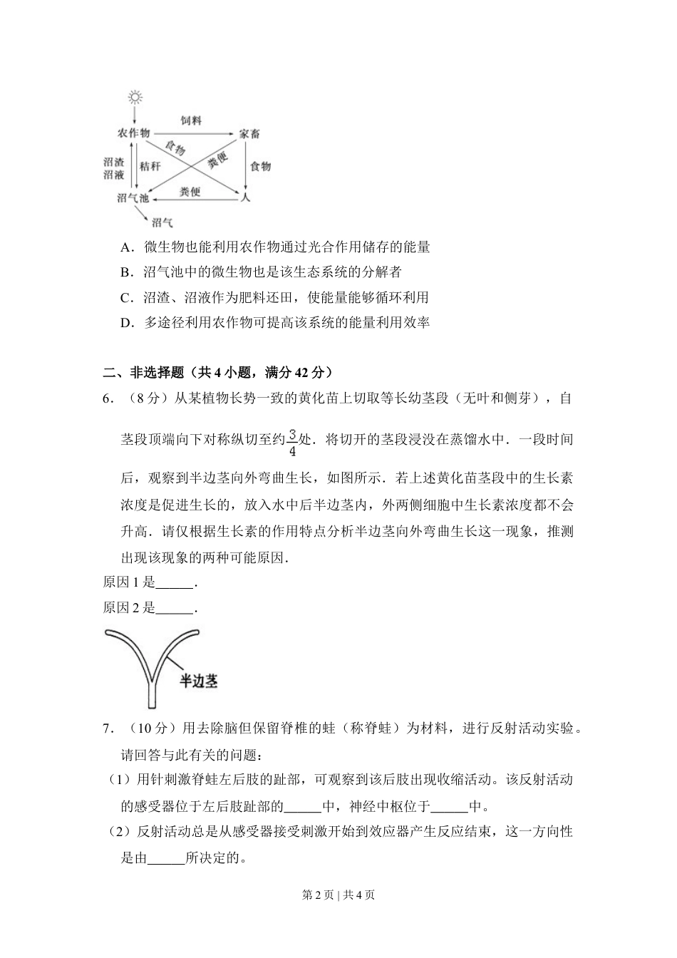 2010年高考生物试卷（全国卷Ⅰ）（空白卷）.doc_第2页