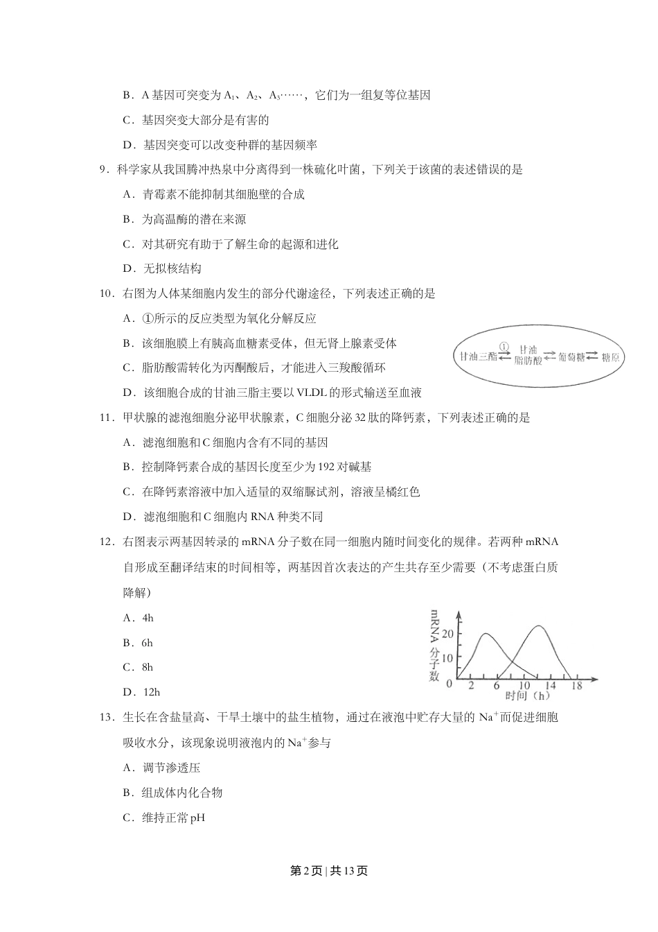 2011年高考生物试卷（上海）（空白卷）.doc_第2页