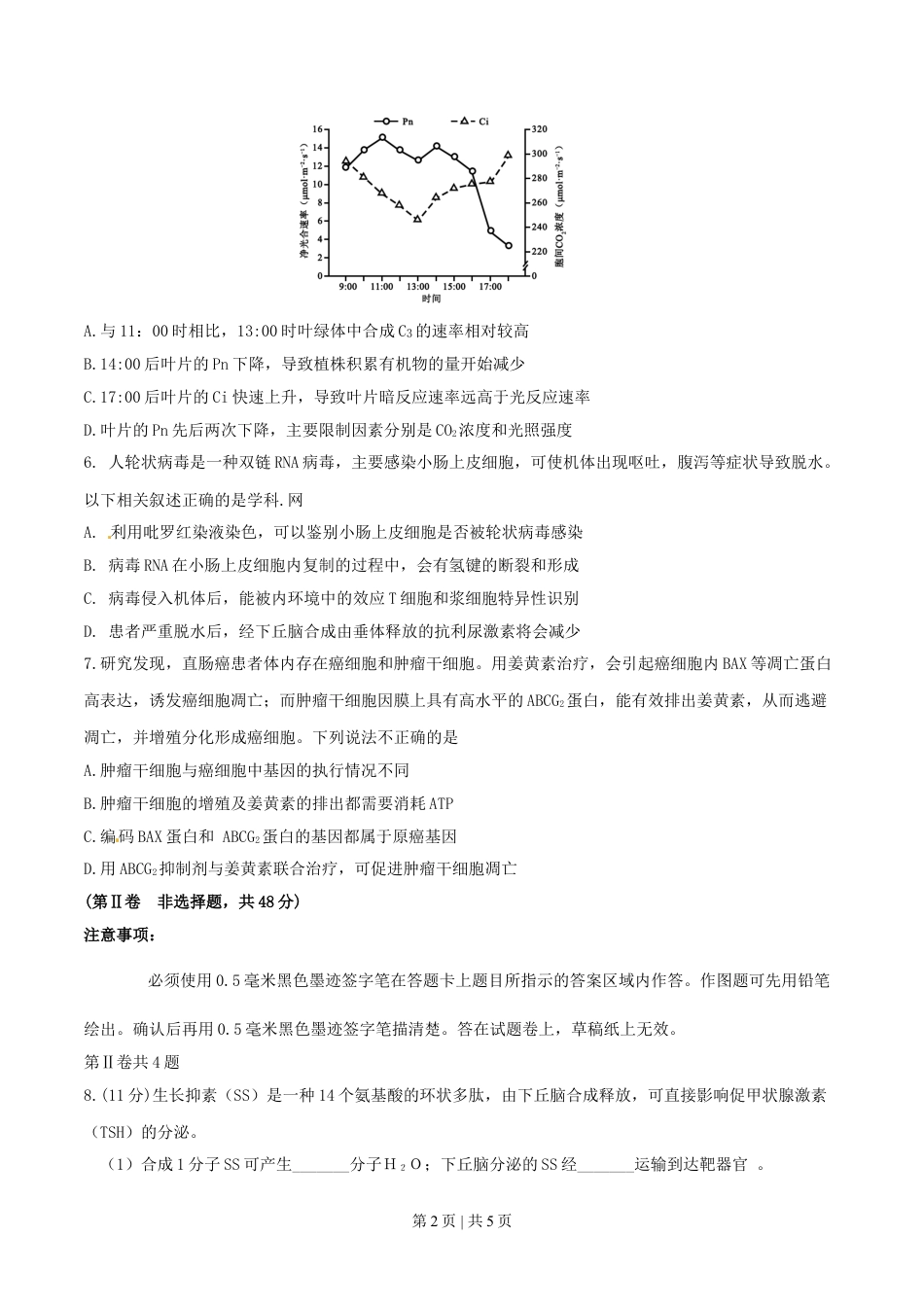 2016年高考生物试卷（四川）（空白卷）.doc_第2页