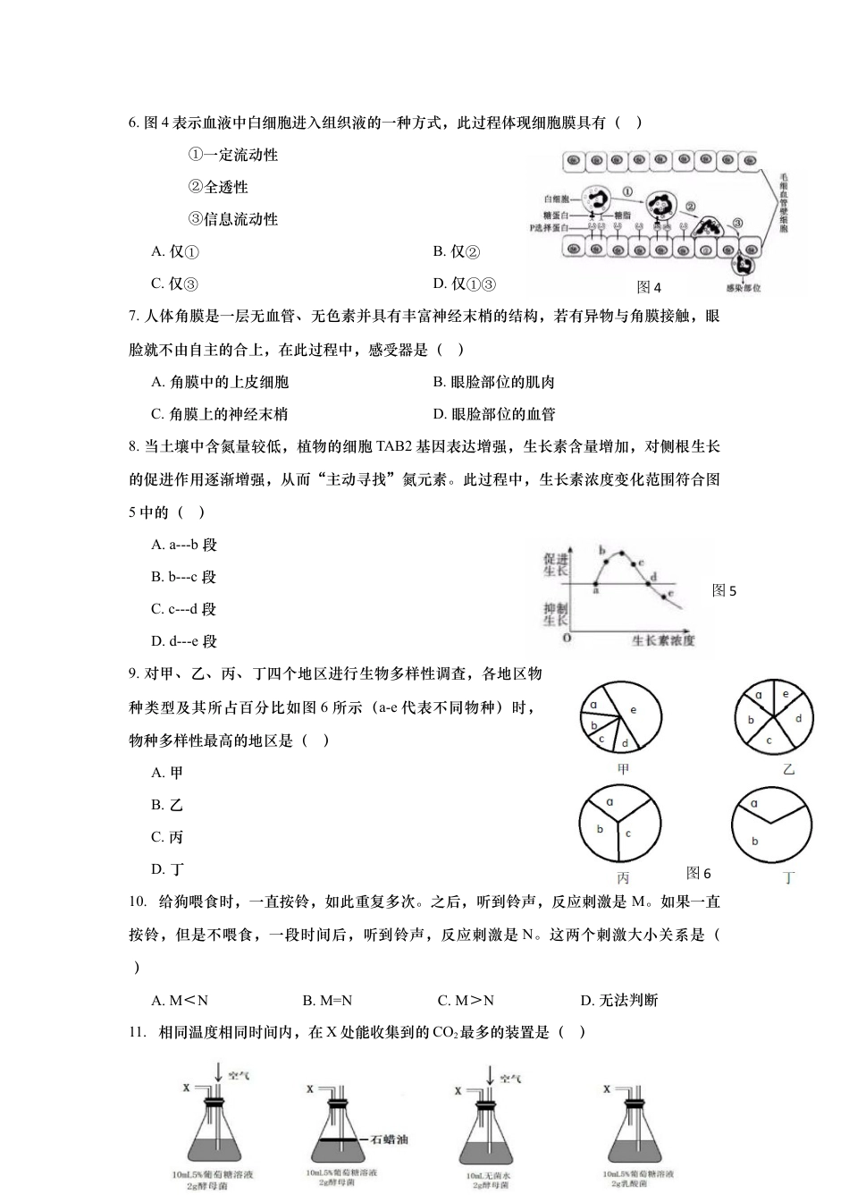 2019年高考生物试卷（上海）（空白卷）.docx_第2页