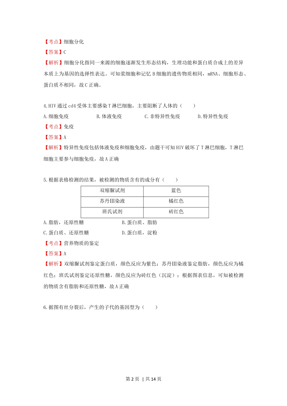 2020年高考生物试卷（上海）（解析卷）.docx_第2页