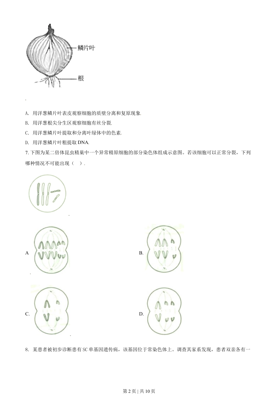 2021年高考生物试卷（天津）（空白卷）.doc_第2页