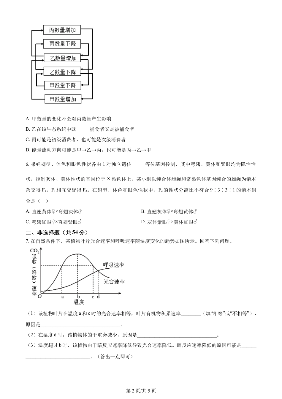 2024年高考生物试卷（全国甲卷）（空白卷）.docx_第2页