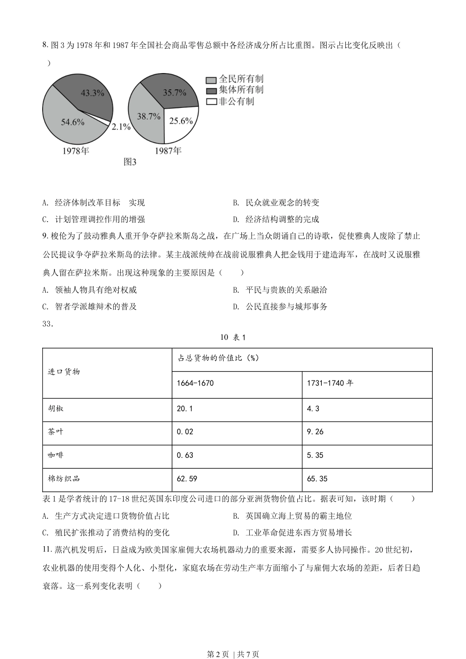 2022年高考历史试卷（全国甲卷）（空白卷）.docx_第2页