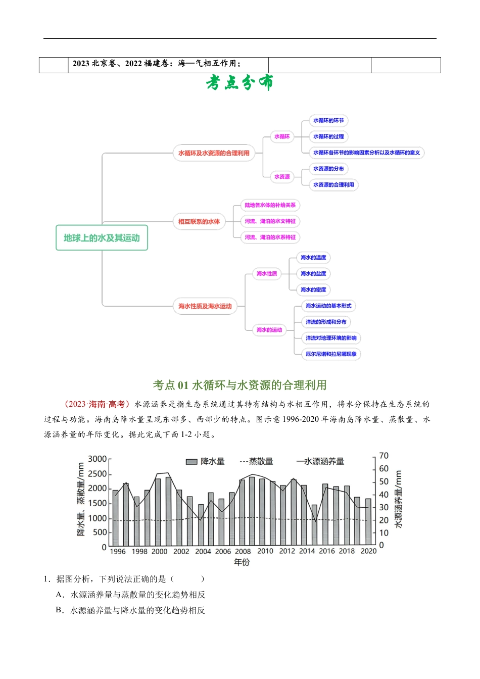 专题04  地球上的水及其运动-五年（2019-2023）高考地理真题分项汇编（原卷版）.docx_第2页