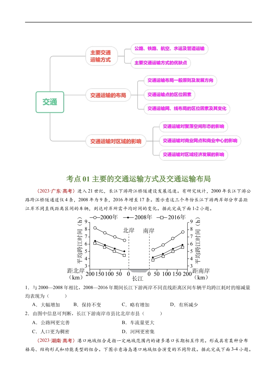 专题12  交通-五年（2019-2023）高考地理真题分项汇编（原卷版）.docx_第2页