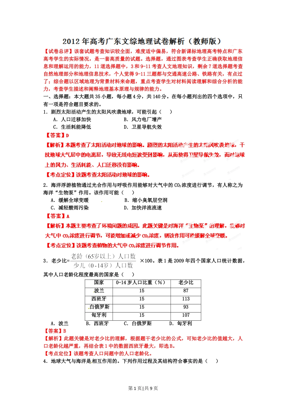 2012年高考地理试卷（广东）（解析卷）.doc_第1页