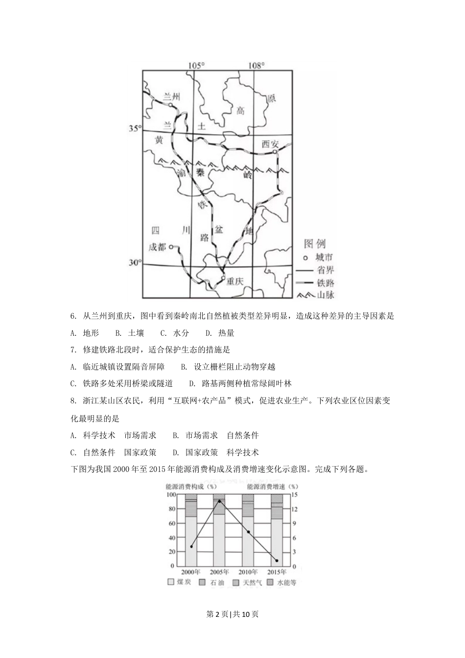 2017年高考地理试卷（浙江）（11月）（空白卷）.docx_第2页