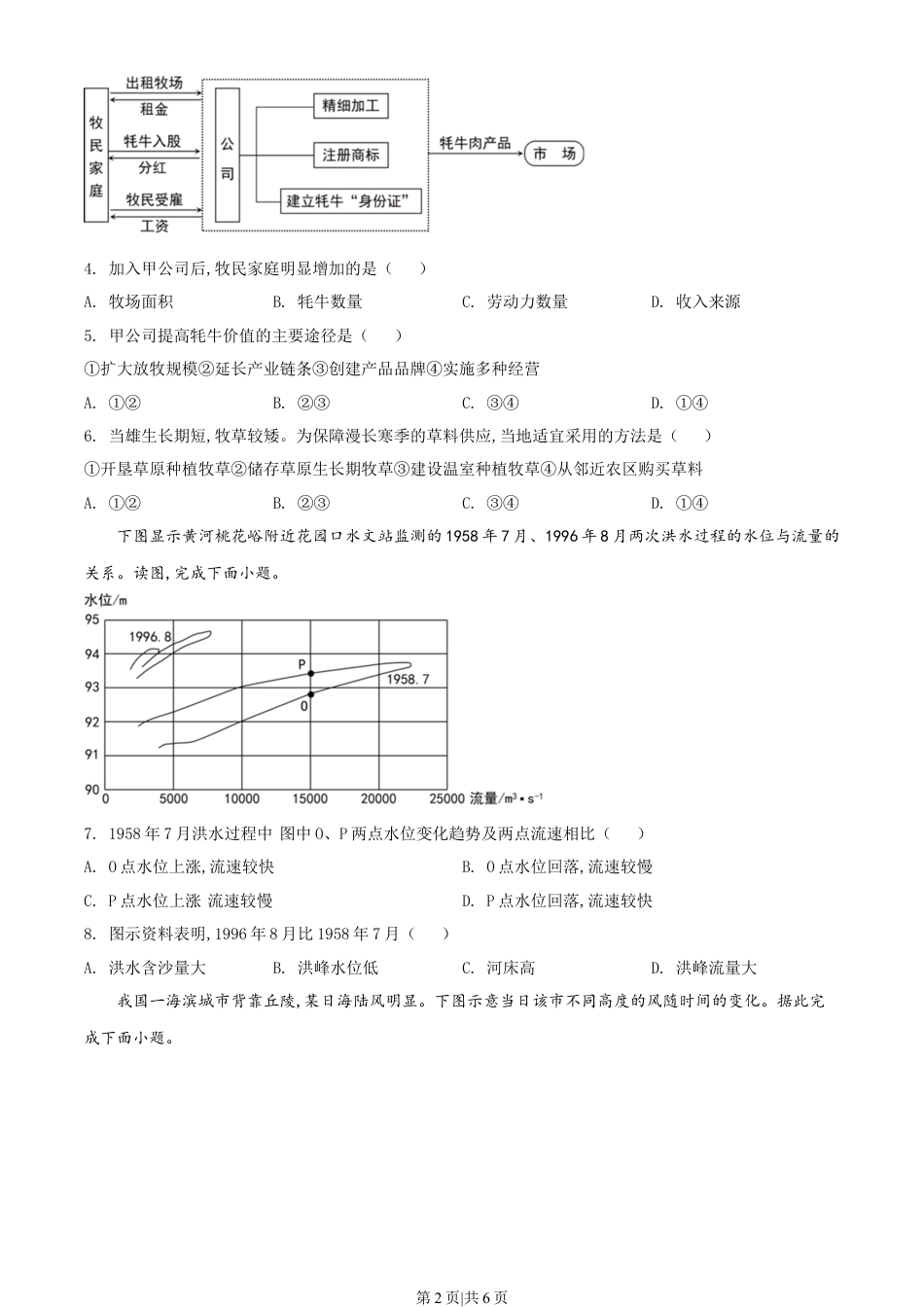 2022年高考地理试卷（全国乙卷）（空白卷）.docx_第2页