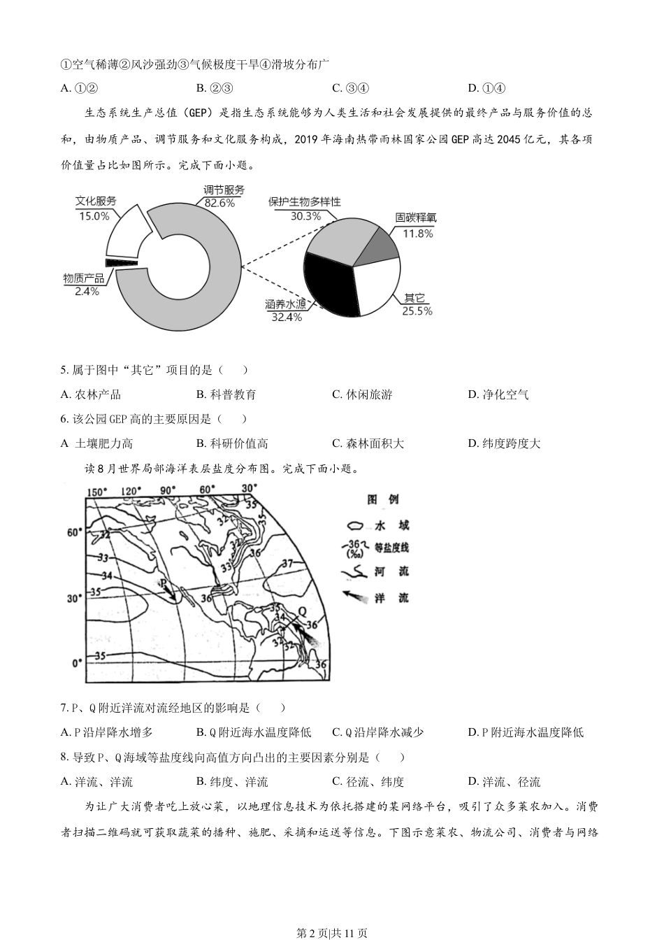 2023年高考地理试卷（浙江）（1月）（空白卷）.docx_第2页