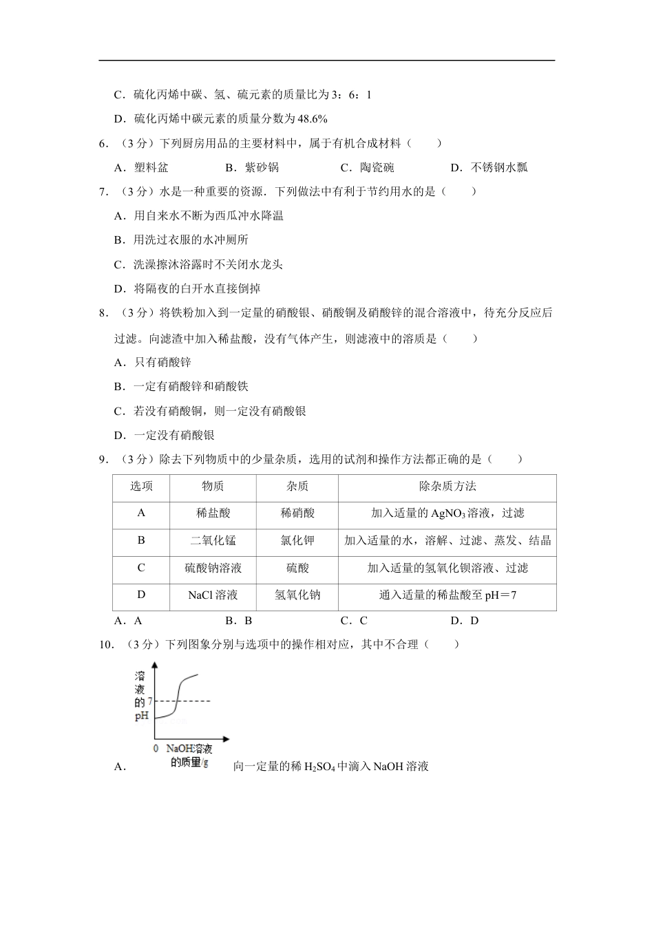 2016年辽宁省锦州市中考化学试题（空白卷）kaoda.com.docx_第2页