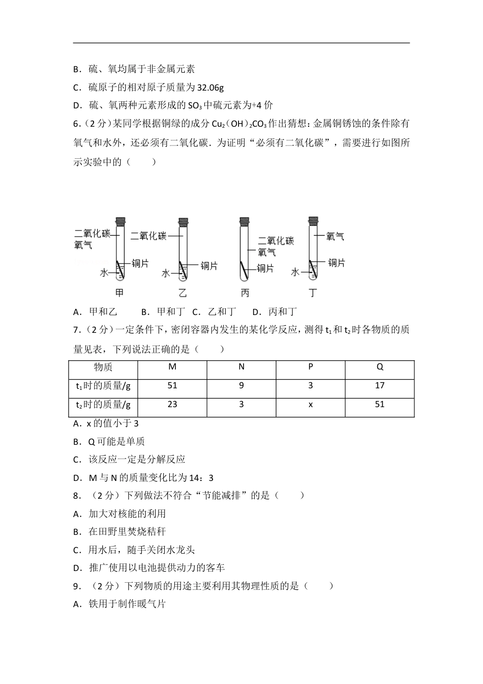 2017河北省中考化学试题及答案kaoda.com.doc_第2页