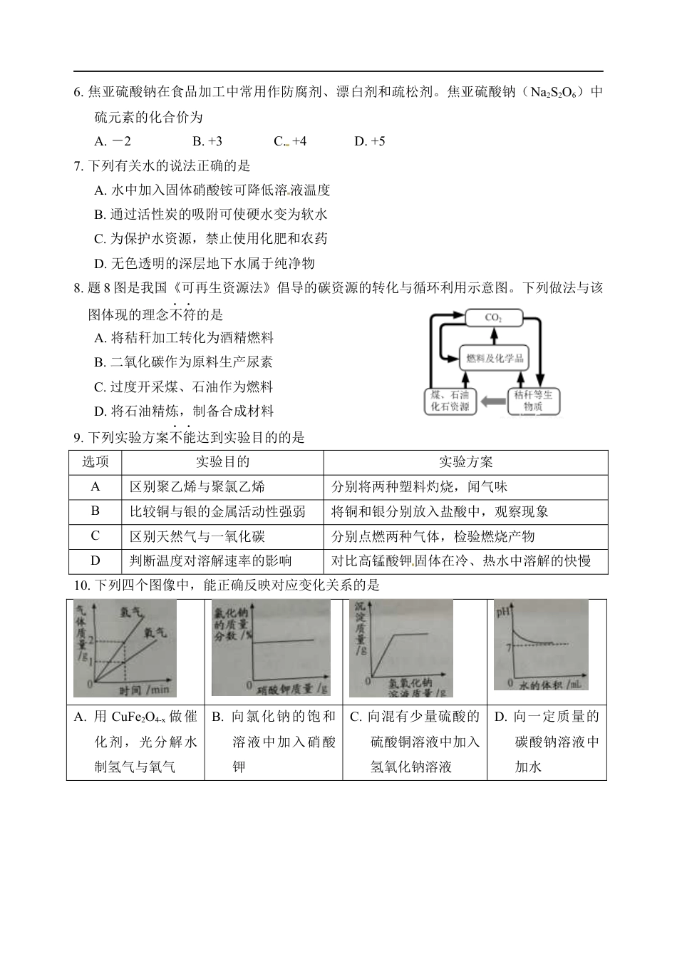 2017年江苏淮安化学试卷+答案（word整理版）kaoda.com.docx_第2页