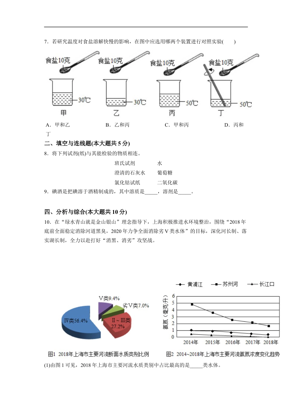 2020年上海市初中毕业统一学业考试 化学试卷及答案kaoda.com.docx_第2页