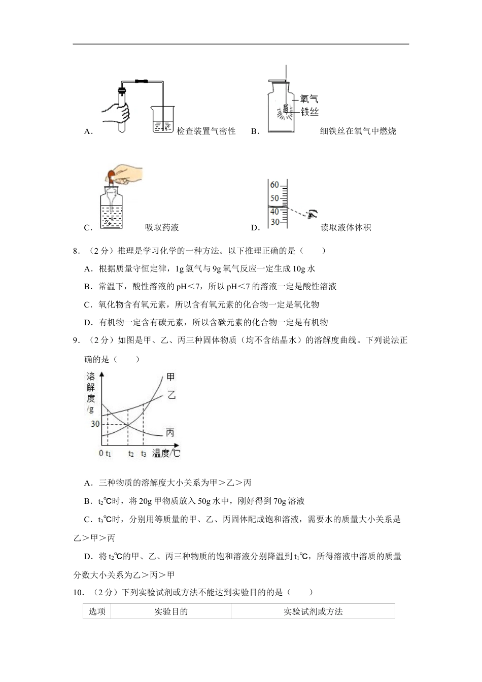 2021年甘肃省武威、白银、定西、平凉、酒泉中考化学试题（原卷版）kaoda.com.docx_第2页