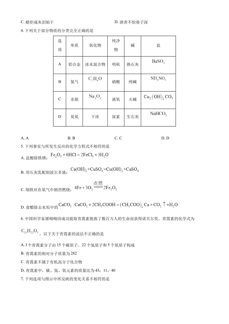 kaoda.com：2023年黑龙江省大庆市中考化学真题（原卷版）kaoda.com.docx_第2页