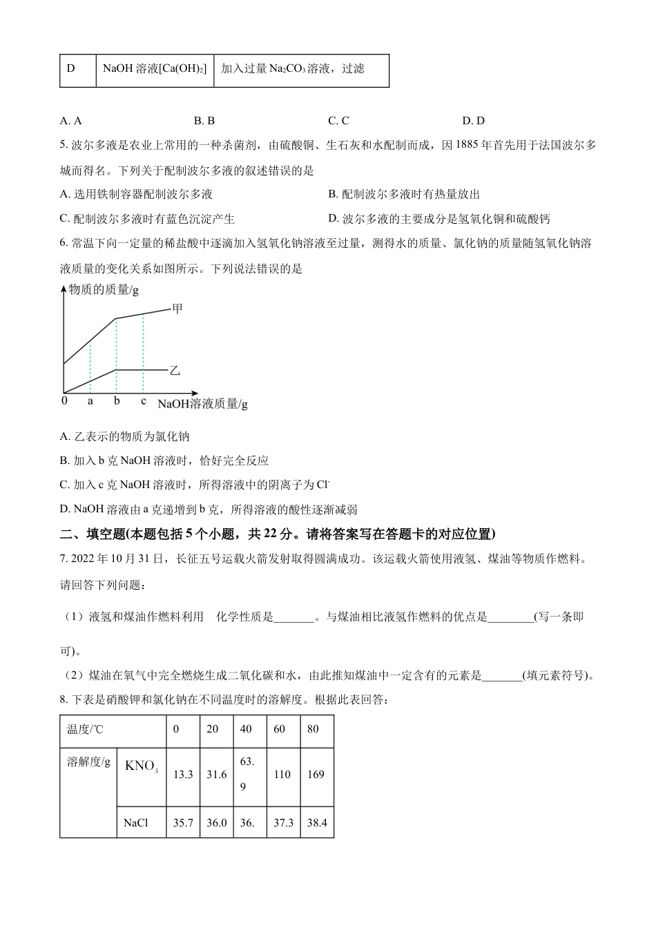 kaoda.com：2023年内蒙古包头市中考化学真题（原卷版）kaoda.com.docx_第2页