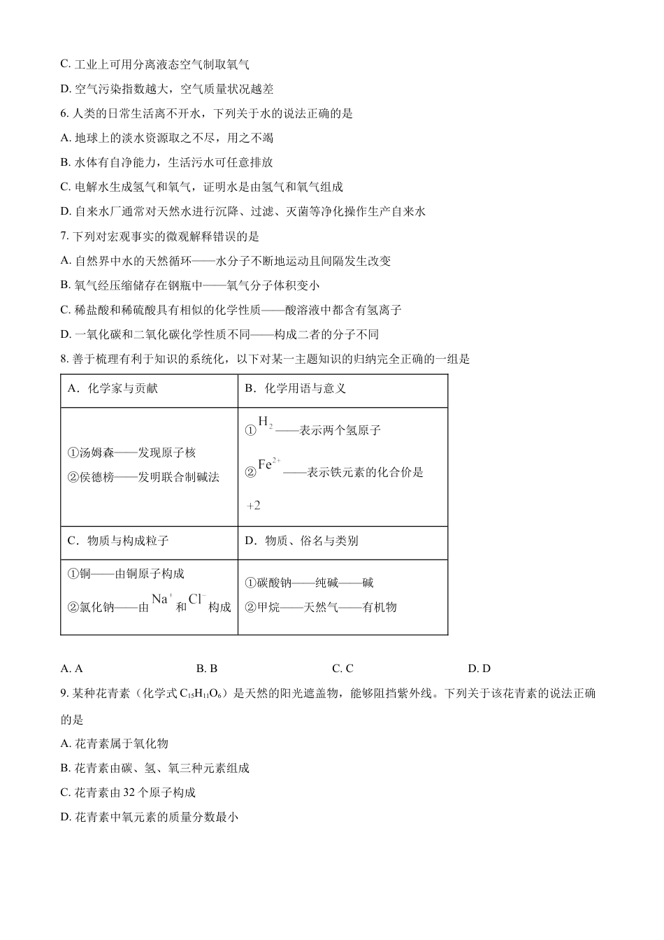 kaoda.com：2023年山东省烟台市中考化学真题（原卷版）kaoda.com.docx_第2页