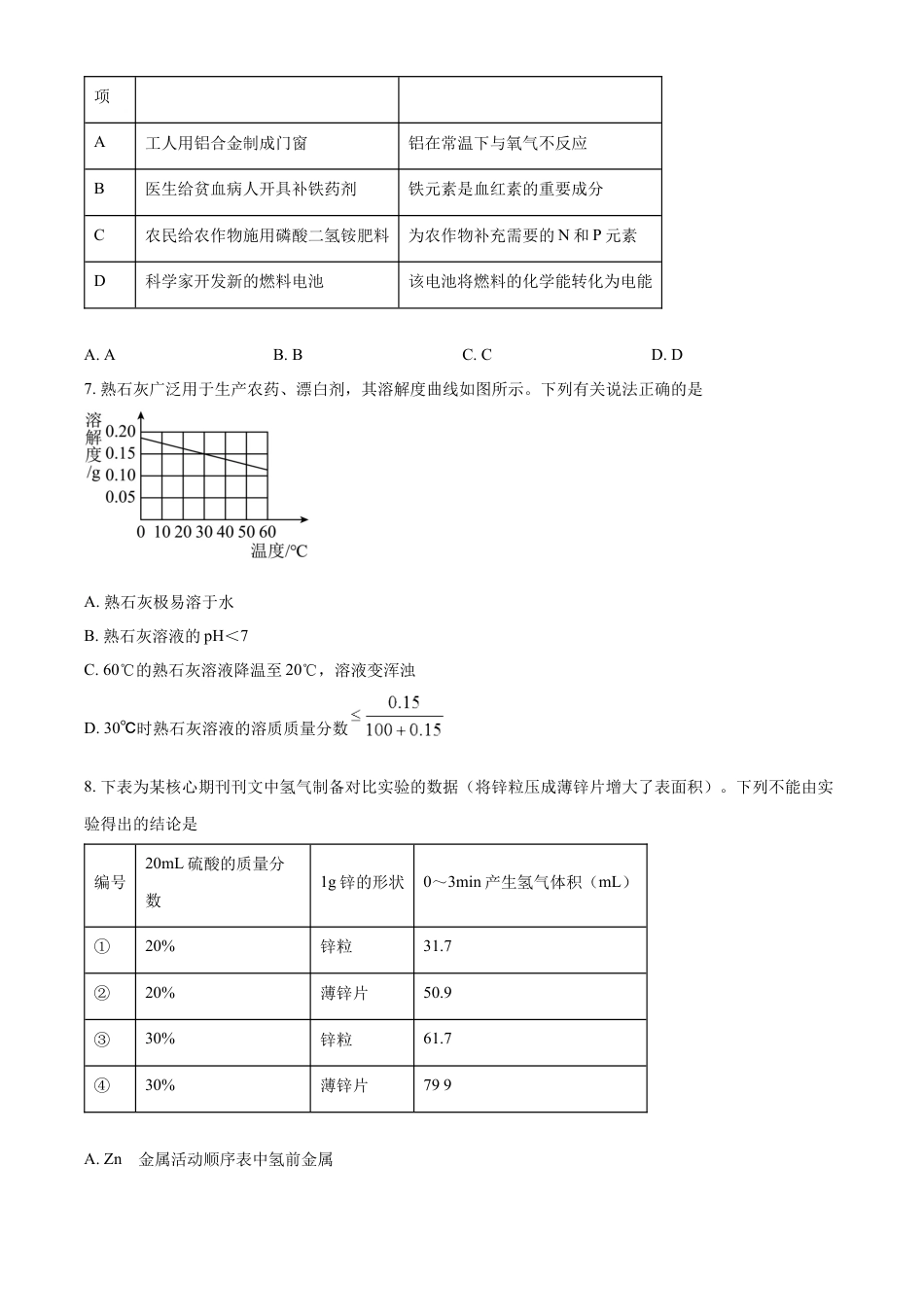 kaoda.com：2023年四川省泸州市中考化学真题（原卷版）kaoda.com.docx_第2页