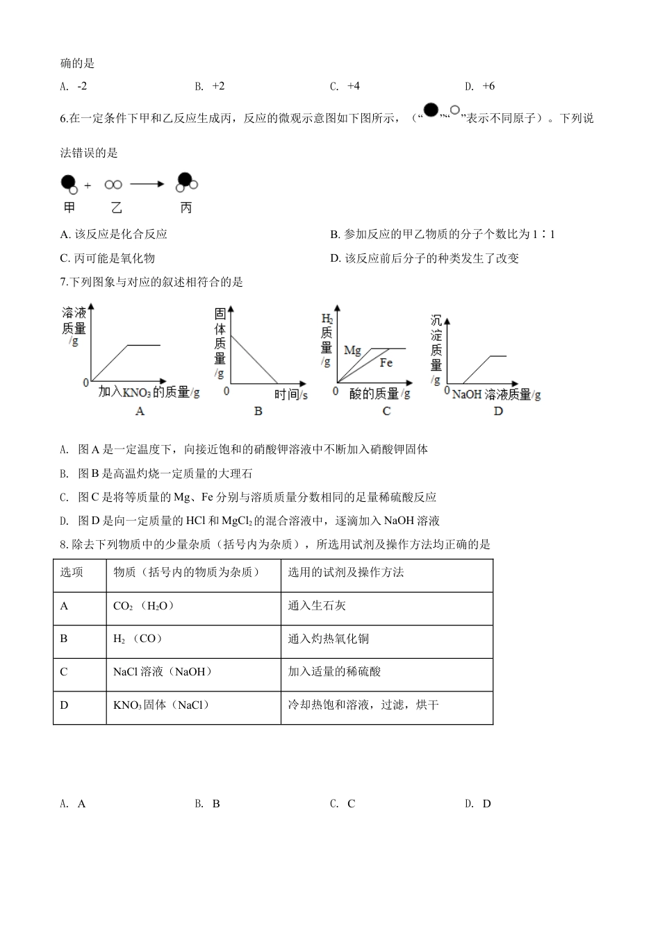 kaoda.com：贵州省黔东南州2020年中考化学试题（原卷版）kaoda.com.doc_第2页