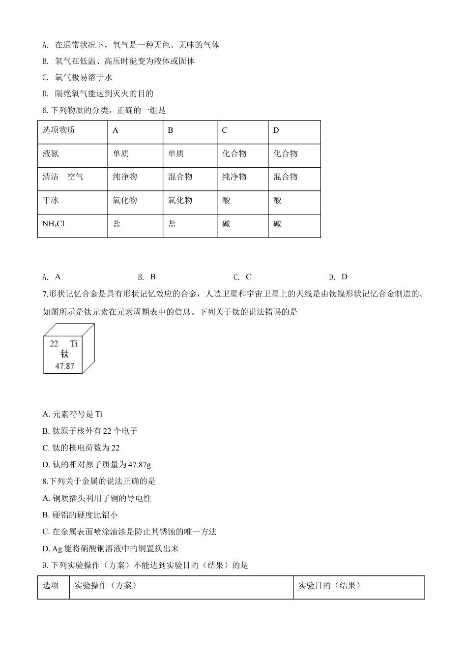 kaoda.com：四川省广安市2020年中考化学试题（原卷版）kaoda.com.doc_第2页