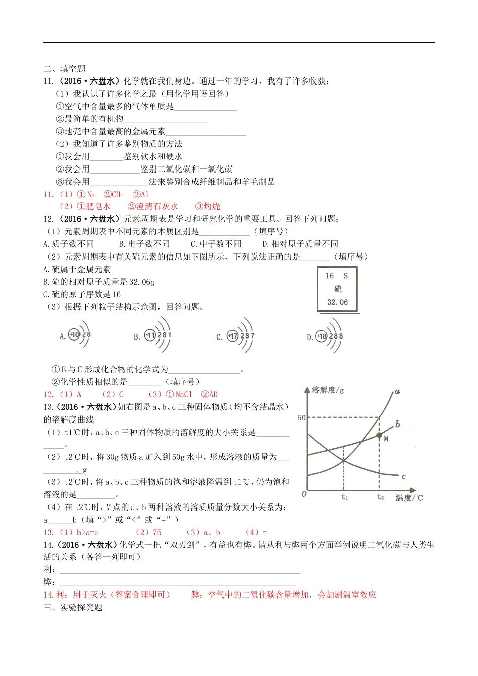 贵州省六盘水市2016年中考理综（化学部分）真题试题（含答案）kaoda.com.DOC_第2页