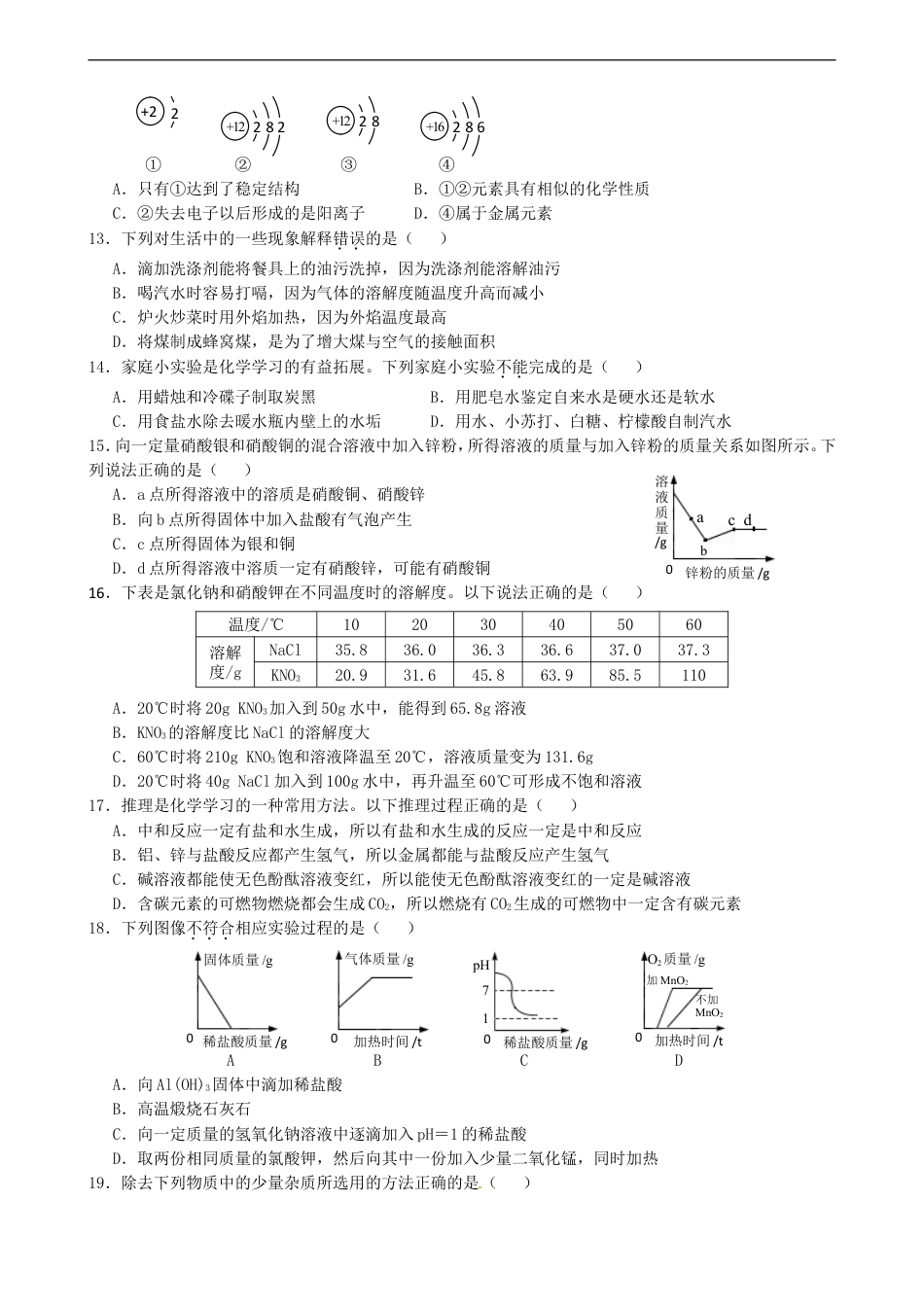 黑龙江省牡丹江市2017年中考化学真题试题（含答案）kaoda.com.DOC_第2页