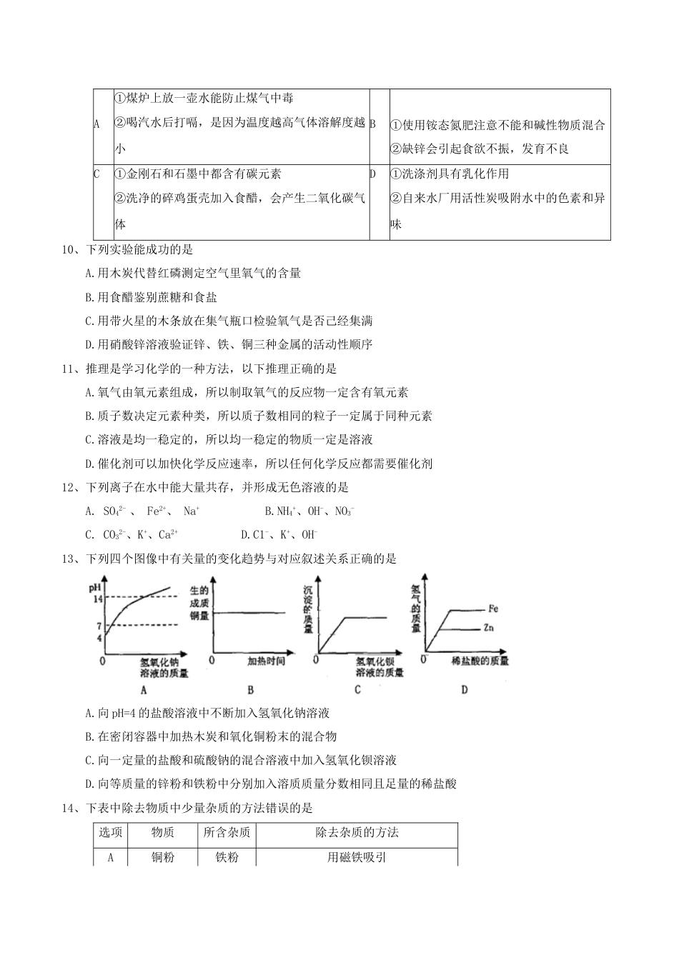 黑龙江省齐齐哈尔市2017年中考化学真题试题（含答案）kaoda.com.DOC_第2页