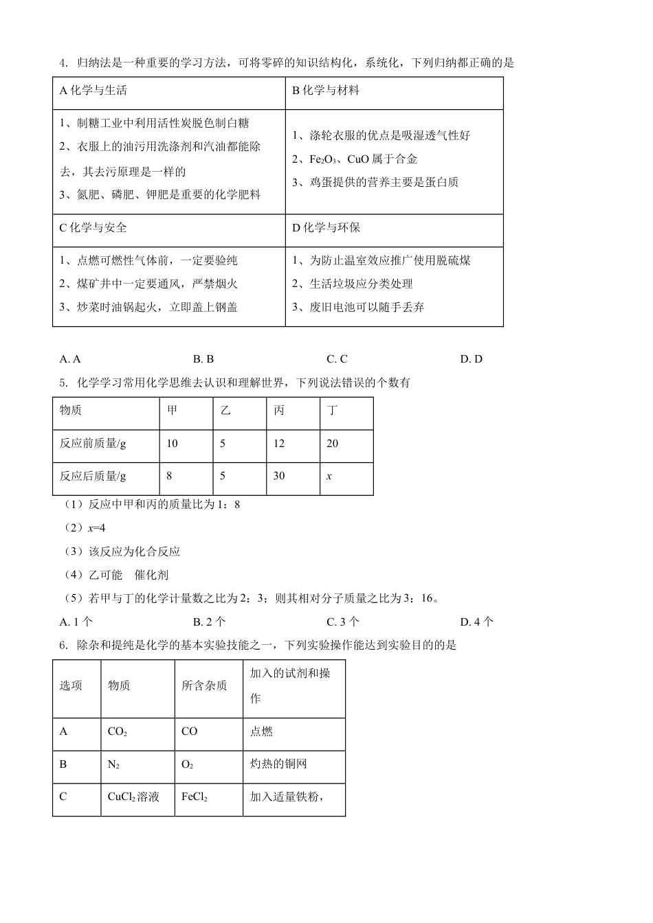 湖北省随州市2021年中考化学试题（原卷版）kaoda.com.doc_第2页